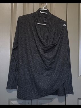 REI Charcoal Gray Draped Cardigan